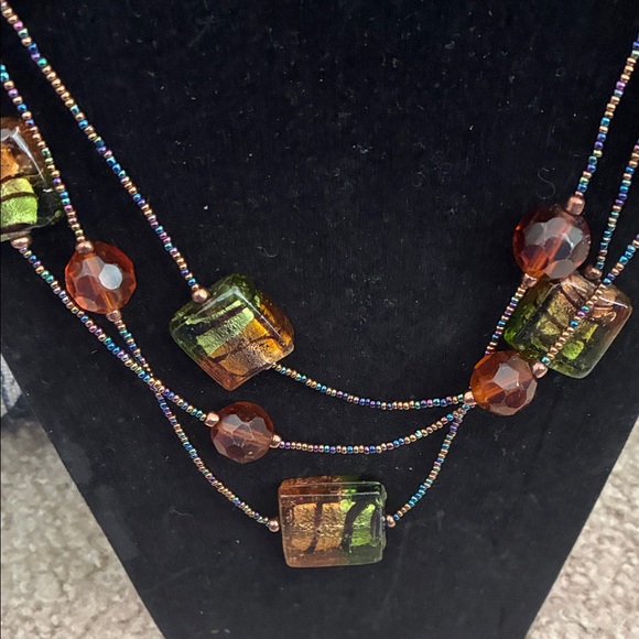 Chico's Brown and Green Beaded Necklace - Picture 4 of 5
